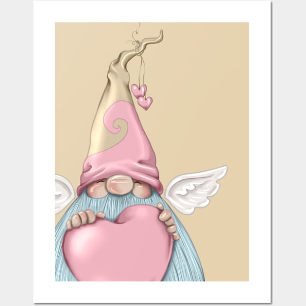 Cheerful Cupid Tomte Gnome Wall Art by thewickedmrshicks